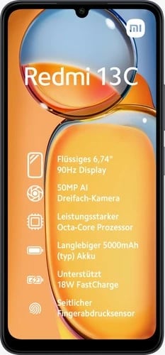 Celular Xiaomi Redmi 13C, 4 GB RAM, 128 GB, 50 MP, Android 13, Ngjyrë e zezë