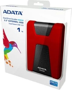 Hardisk i jashtëm ADATA DashDrive Durable HD650, 1000 GB, i kuq