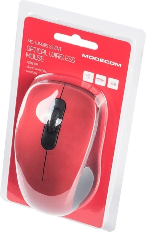 Maus Modecom MC-WM10S Silent, pa kabllo, e kuqe