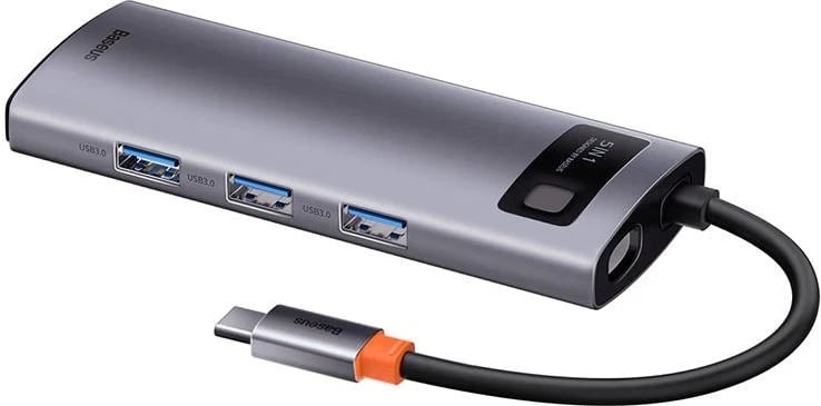 Hub USB-C 5në1 Baseus, me 3x USB 3.0 + HDMI + USB-C PD