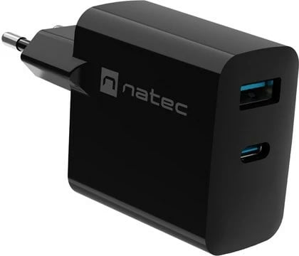 Karikues NATEC RIBERA GAN 1x USB-A + 1x USB-C 45W, i zi