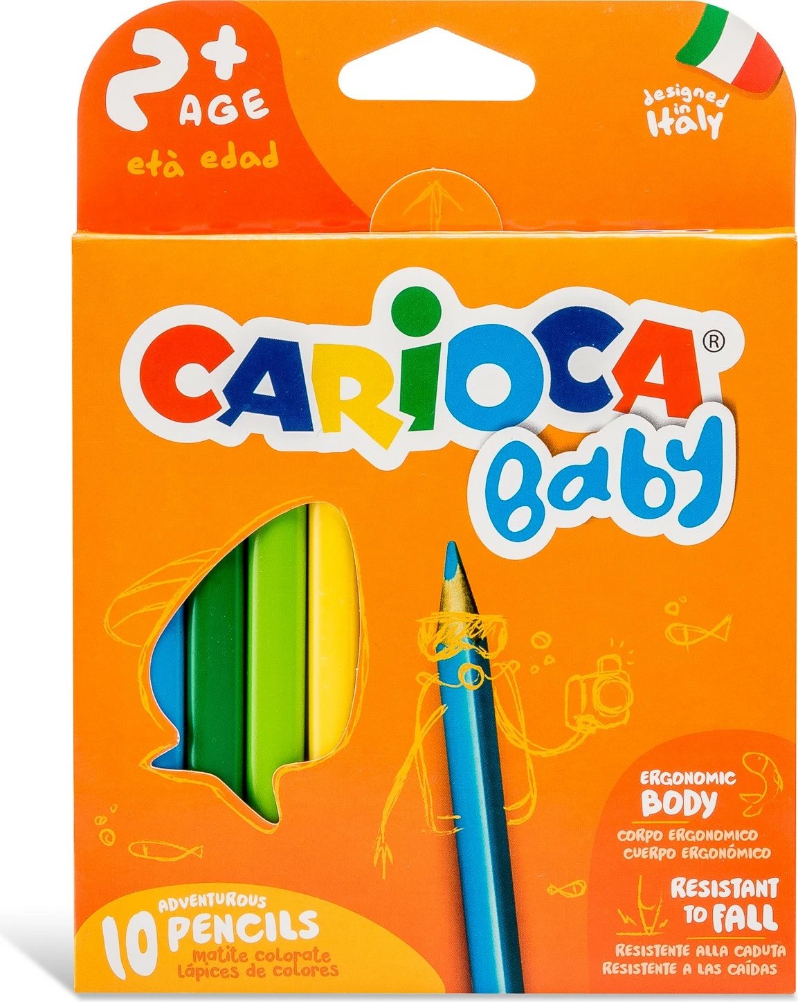 Ngjyra për fëmijë Carioca Jumbo Triangle, set 10 copë