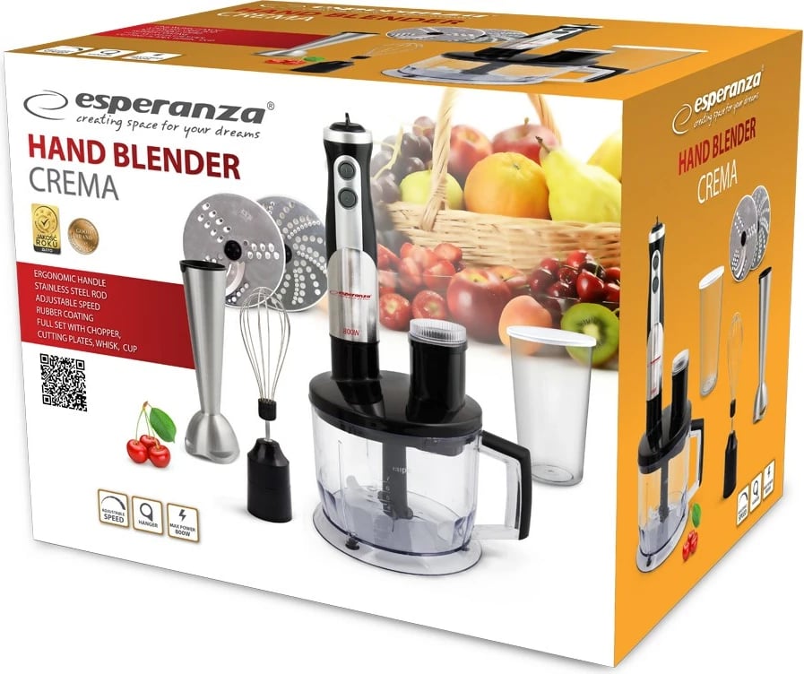 Blender Esperanza EKM004, 0.6 L, 800 W, i zi/argjend/transparent