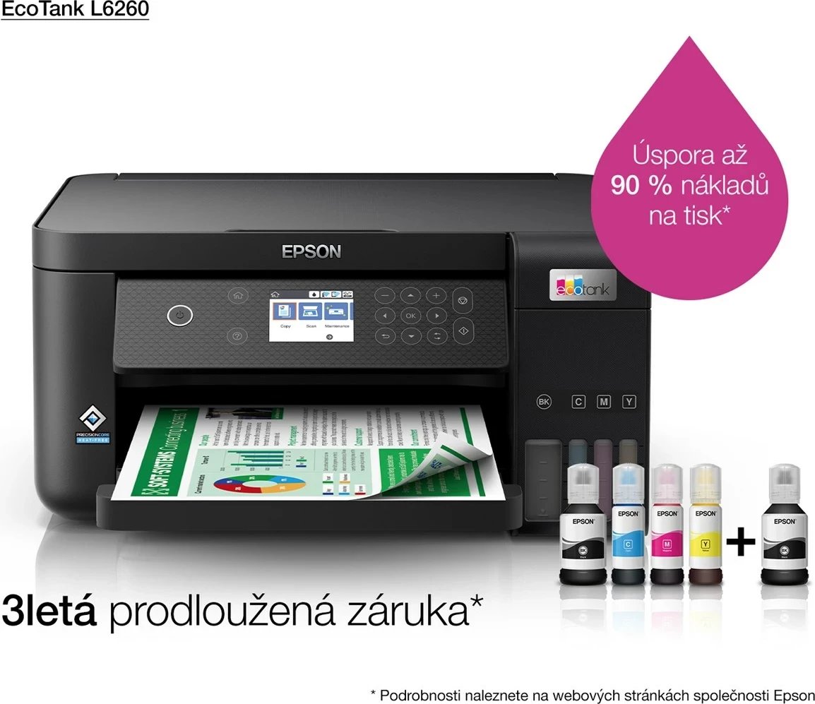 Printer Epson L6260 Inkjet, A4, 4800 x 1200 DPI, 33 ppm, Wi-Fi, Zi