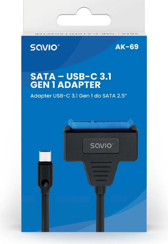 Adapteri SAVIO AK-69 USB-C 3.1 Gen 1 (M) - SATA (F) për disqe 2.5"