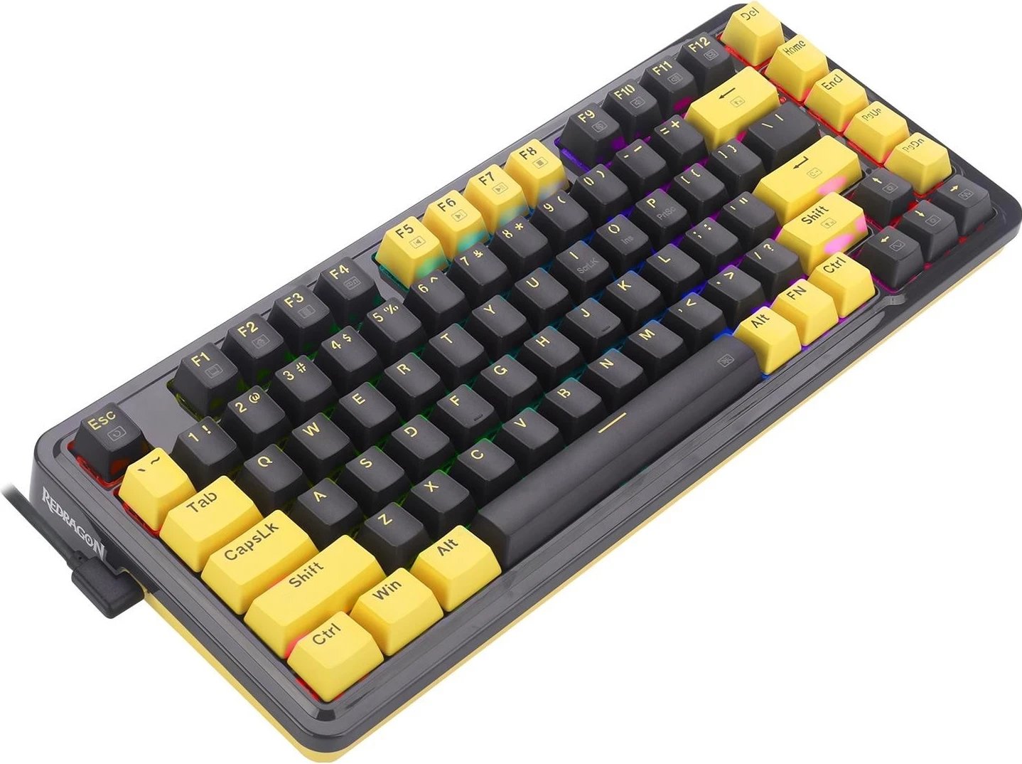 Tastierë mekanike Redragon K649PY-RGB, RGB, 82 taste, e zezë-verdhë