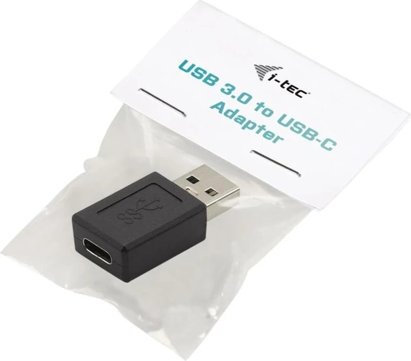 Adapter i-tec USB-A në USB-C, 10 Gbps, ngjyrë e zezë