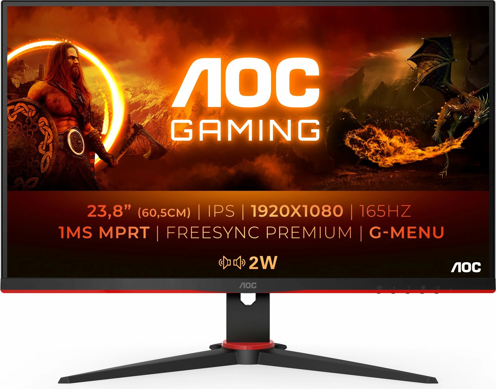 Monitor gaming AOC 24G2SPAE/BK, 23.8", 165Hz, 1ms, IPS, Full HD, i zi