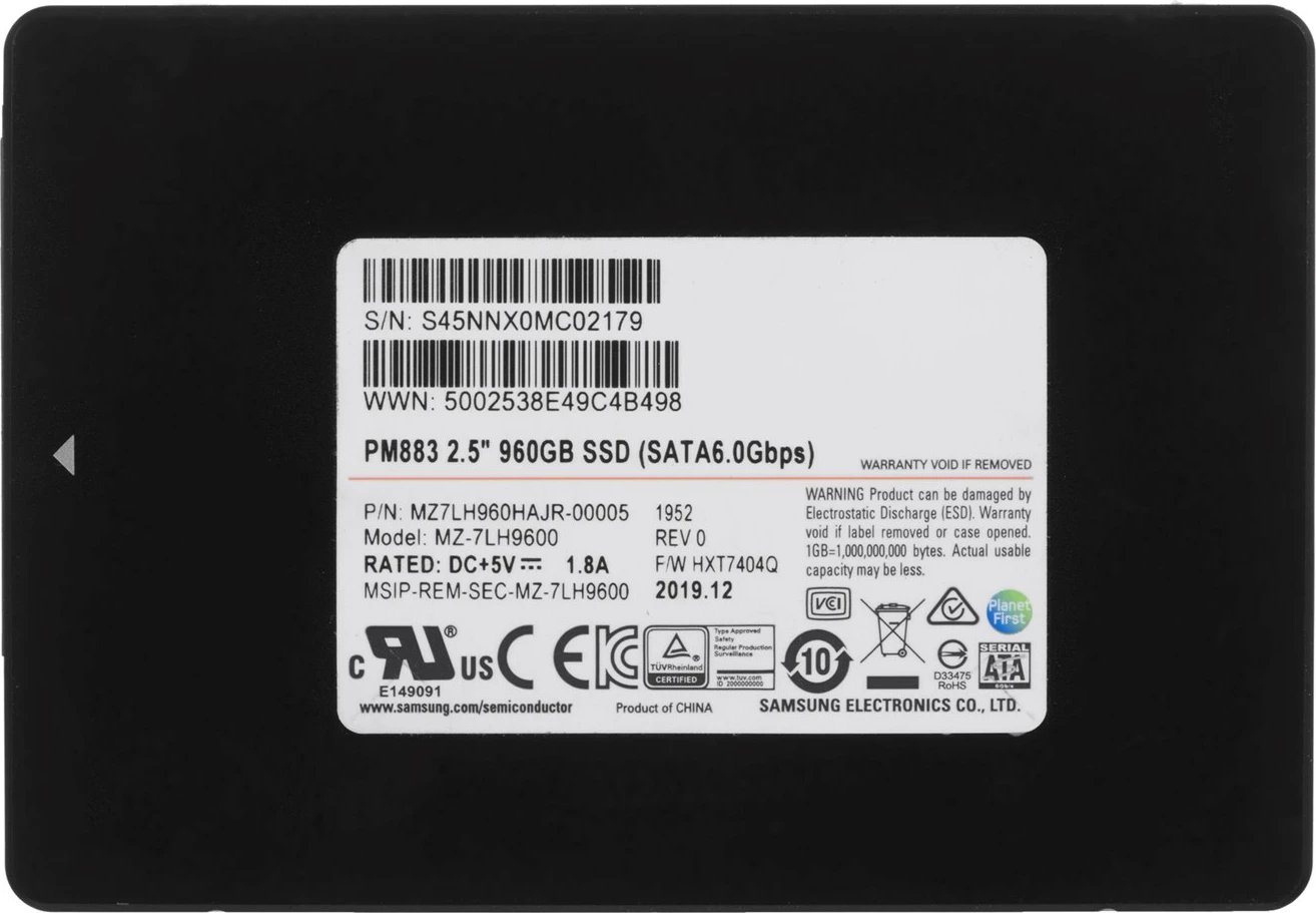 SSD Samsung PM883, 2.5", 960 GB, Serial ATA III, Zi