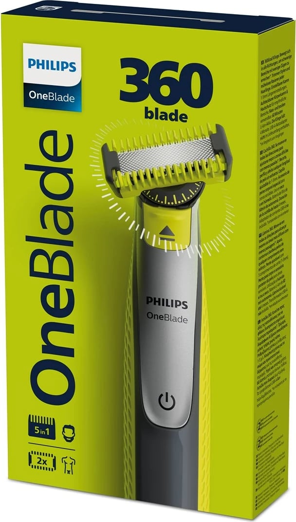 Makinë rroje Philips OneBlade 360 QP2834/23, për fytyrë dhe trup, Jeshile