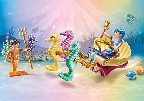 Seti i Lojës Playmobil Princess Magic, me banorë nëndetës dhe karrocë me kuaj deti