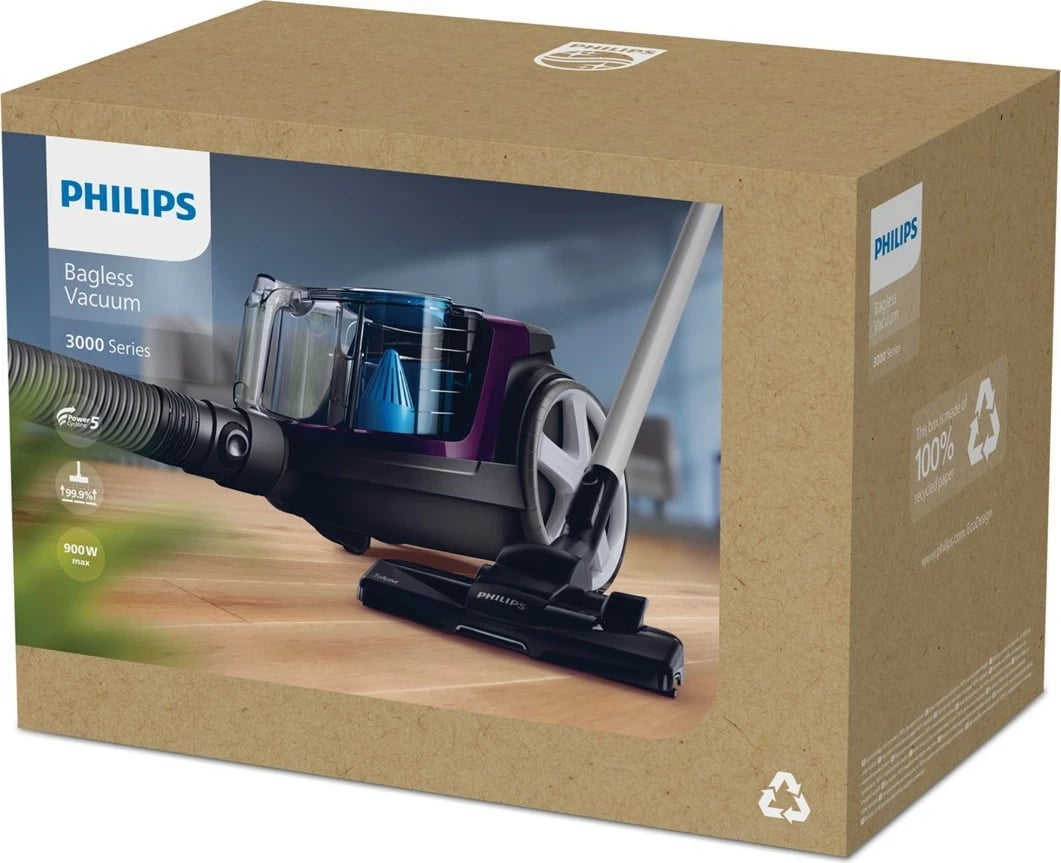 Fshesë me korrent Philips 3000 FC9333/09, 1.5 L, 900 W, Pa qese, E zezë