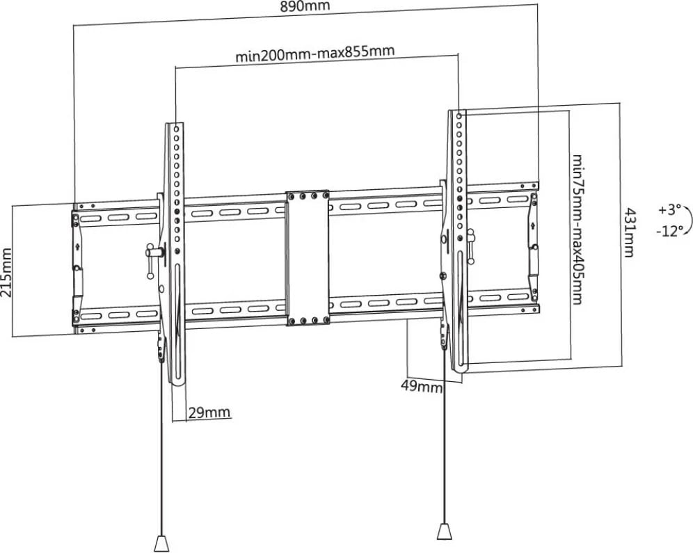 Mbajtëse TV Techly ICA-PLB 590, 2.29 m (90") e Zezë