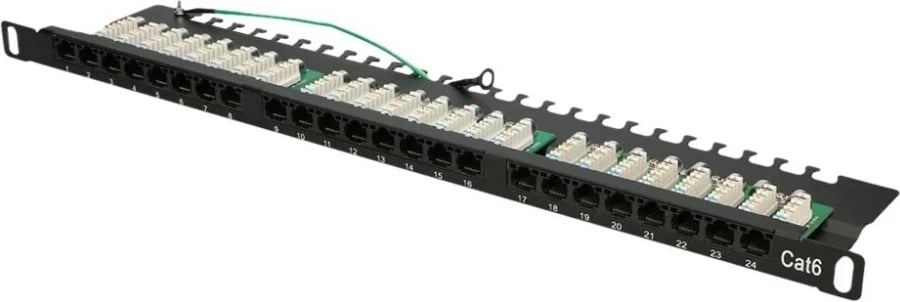 Patchpanel Extralink 24 Porta, Cat6, E zezë