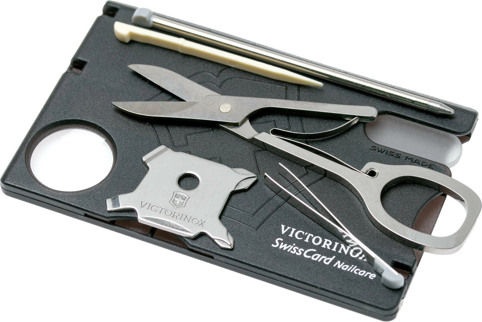 Set për mirëmbajtjen e thonjëve Victorinox"Swiss Card - Nailcare", e zeze