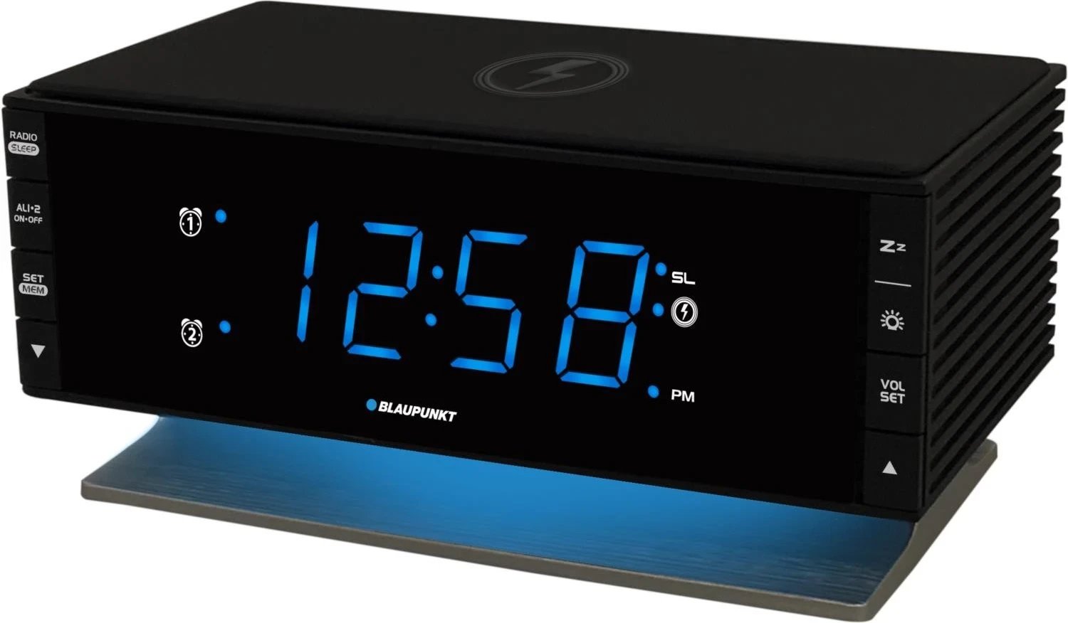 Radio me alarm dhe mbushës wireless Blaupunkt CR55CHARGE, e zezë