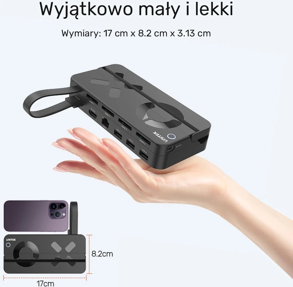 Stacioni i dokimit për Nintendo Switch Unitek, 100W 4K, i zi