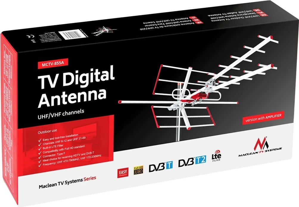 Antenë e jashtme Maclean MCTV-855A, argjend/kuqe