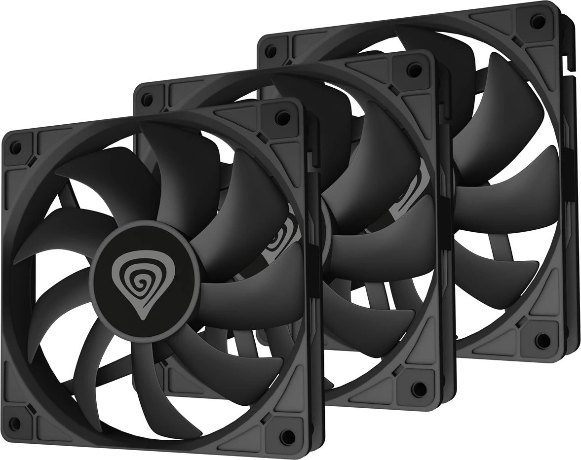 Ventilatorë për kasë GENESIS Oxal 120, 12 cm, 3 copë, Të zinj