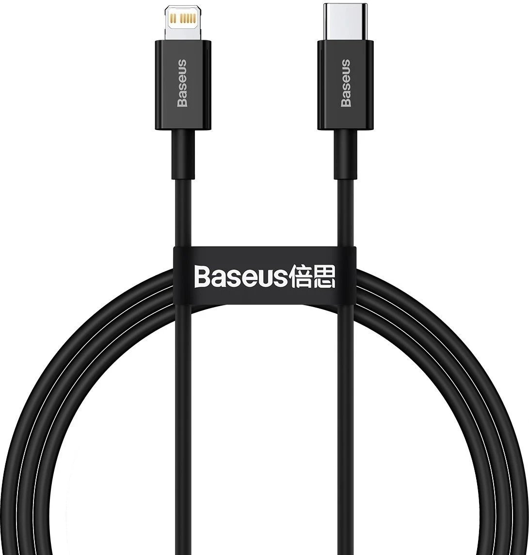 Kabllo USB-C në Lightning Baseus Superior Series, 20W, PD, 1m (E zezë)