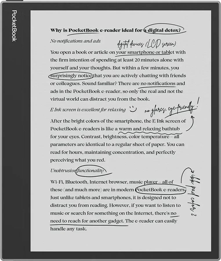 E-reader PocketBook InkPad Eo 10.3” E-Ink Kaleido 3 64GB Wi-Fi Mist Gray