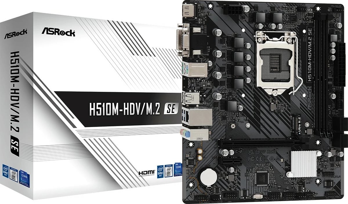 Pllakë amë ASRock H510M-HDV/M.2 SE, Intel, LGA 1200, DDR4-SDRAM, 64 GB, micro ATX