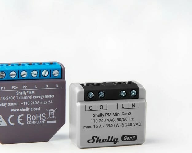 Smart switch Shelly PM Mini Gen3, 1P, Wireless, 20 dBmW, Gri