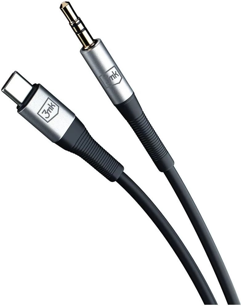 Kabllo audio 3mk, USB-C - Jack (3,5 mm), e zezë