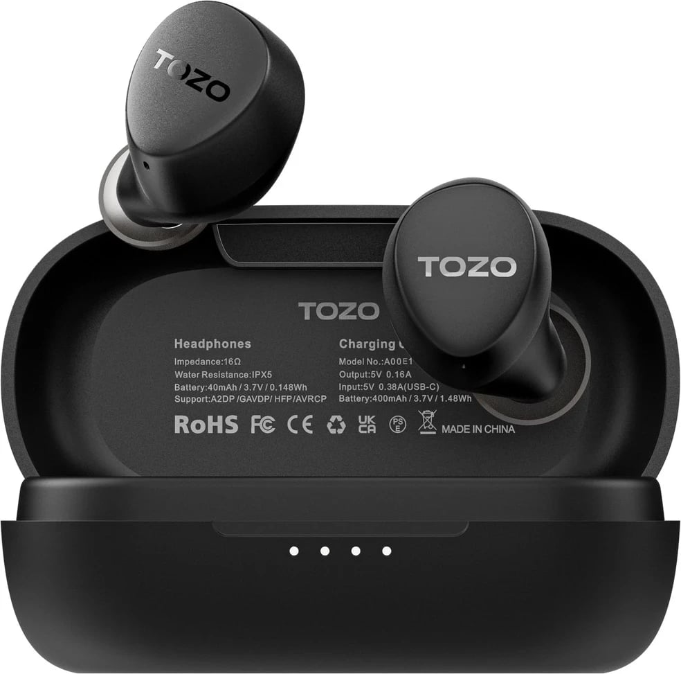 Kufje TOZO Agile Dots, True Wireless, Bluetooth 5.3, IPX6, të zeza