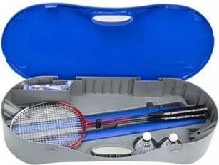 Set rrjetë NILS eXtreme ZSB2 2-në-1 për badminton dhe tenis, 2 raketa, 3 flutura, Mbështjellës, Blu