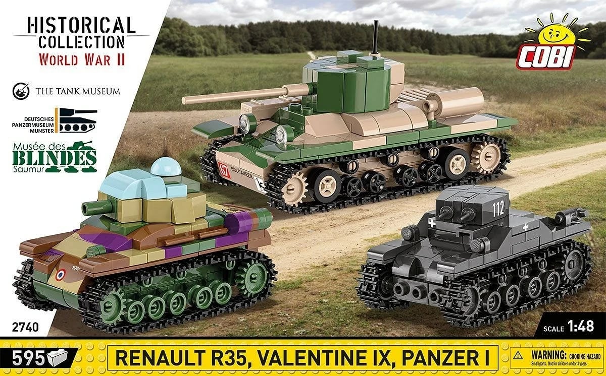 Set ndërtimi COBI Renault R35 - Valentine IX - Panzer I, shumëngjyrësh