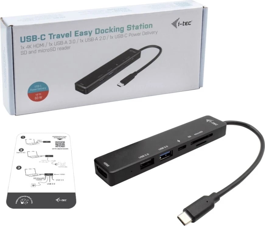 Stacion dokimi i-tec USB-C Travel Easy, 4K HDMI, Power Delivery 60W