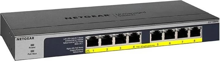 Switch NETGEAR GS108PP, Gigabit Ethernet, PoE, i zi