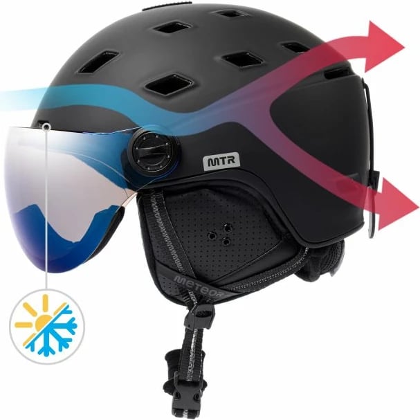 Helmetë për ski Meteor, unisex, e zezë