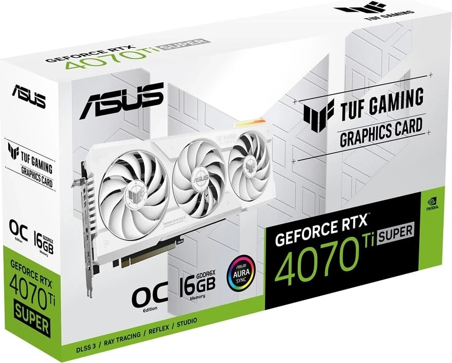 Kartë Grafike ASUS TUF Gaming TUF-RTX4070TIS-O16G-WHITE-GAMING, NVIDIA GeForce RTX 4070 Ti SUPER, 16 GB GDDR6X, e bardhë