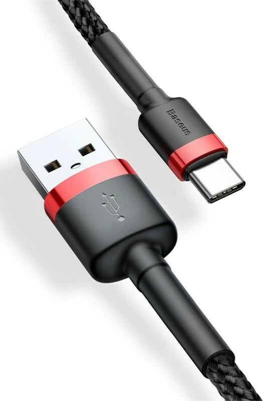 Kabeli USB Baseus Cafule, 2 m, USB A në USB C, Zi dhe Kuq