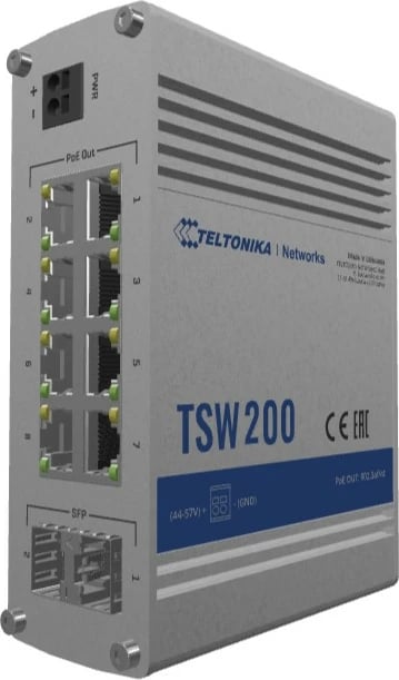 Switch Teltonika TSW200, Unmanaged, Gigabit Ethernet, Power over Ethernet, Montim në rack, Montim në mur