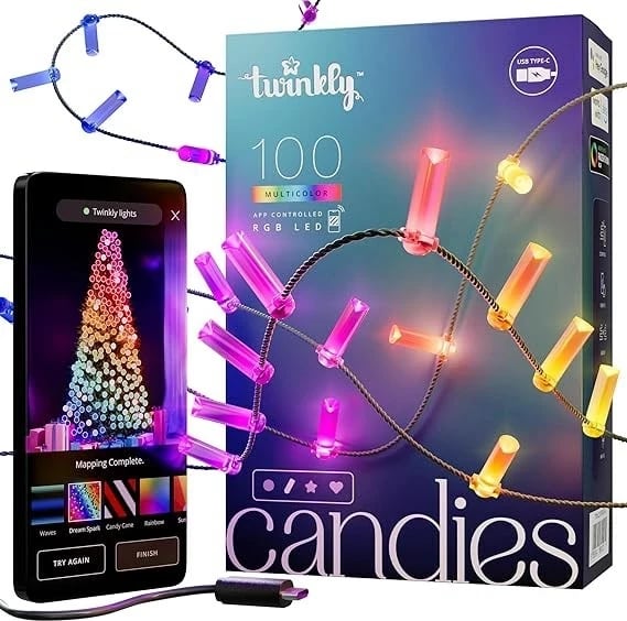 Drita për pemë Twinkly Candies LED, RGB, 6 M, Shumëngjyrëshe