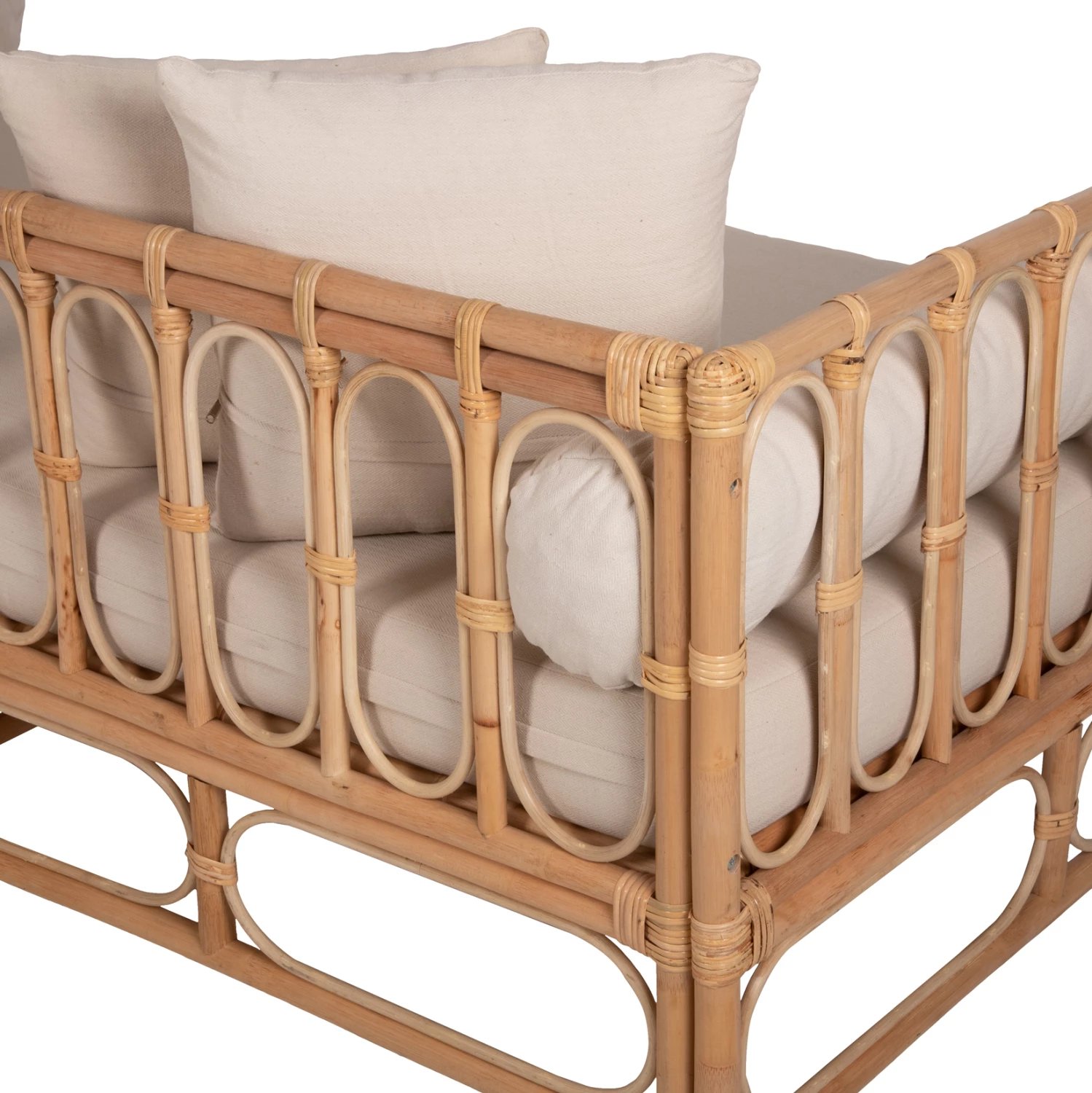 Krevati-divan LIGNANO FH9660 rattan natyral me jastëkë bezhë 200x100x75H cm.