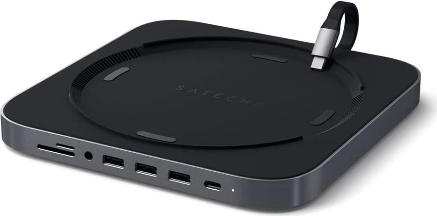 Hub Satechi Aluminum do Mac Mini, USB-C, 3x USB-A, czytnik kart micro/SD, jack port, gri