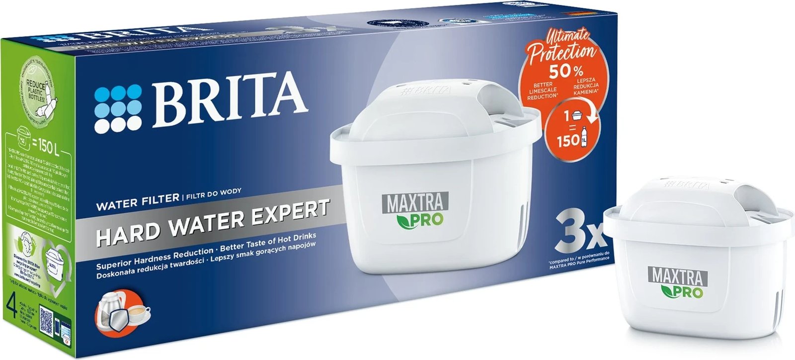 Filtrat e ujit për ujë të fortë Brita Maxtra Pro, 3 copë