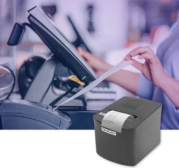 Printer për faturat Qoltec 50255, termik, me USB dhe LAN