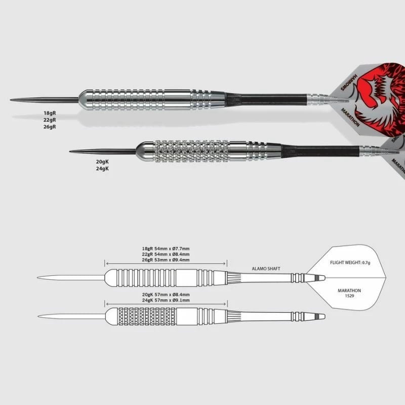 Shigjeta për darts Harrows, të kuqe dhe argjendi