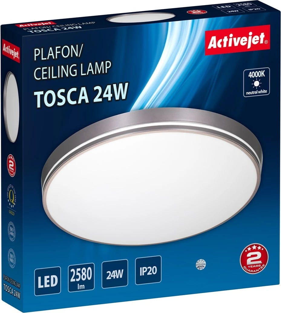 Ndriçues LED Activejet AJE-TOSCA 24W, Gri