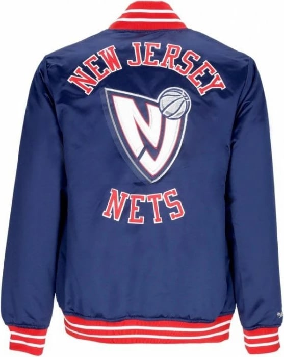 Xhaketë për Meshkuj Mitchell & Ness NBA Heavyweight Satin New Jersey Nets, Blu Marin