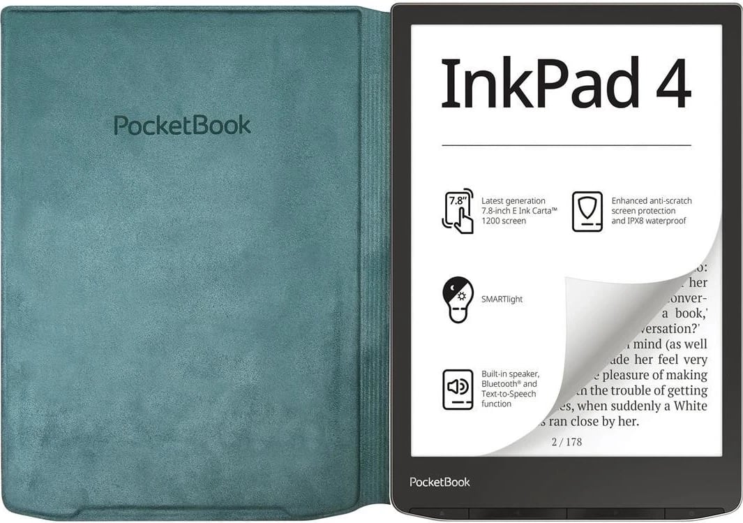 Mbështjellës për PocketBook InkPad 4, Flip, ngjyrë jeshile