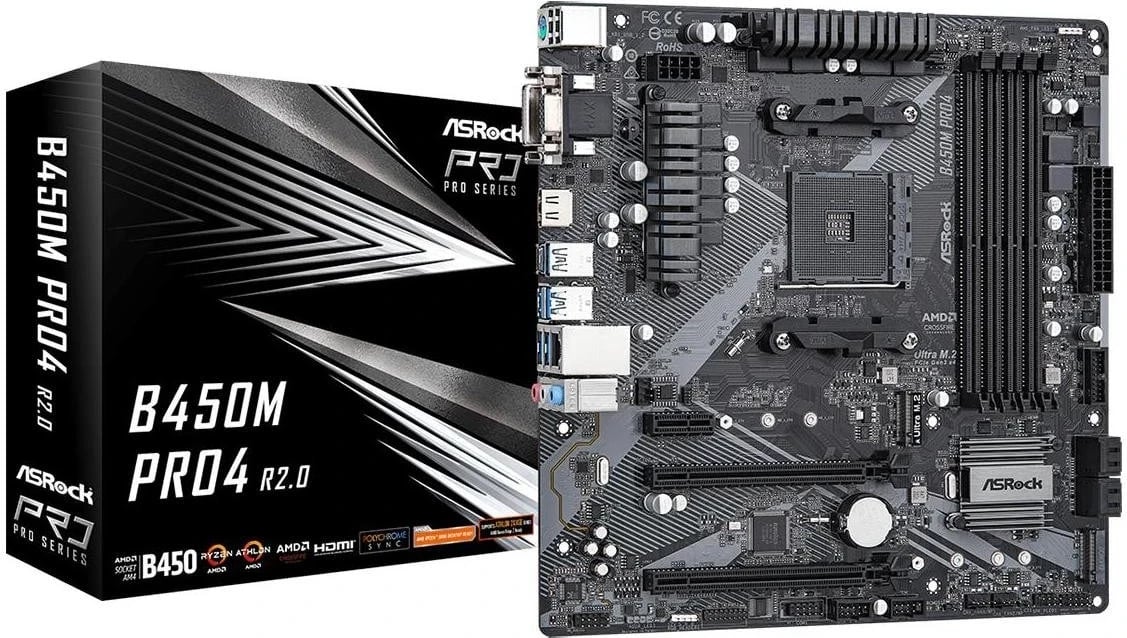 Pllakë amë ASRock, B450M Pro4 R2.0, AMD B450