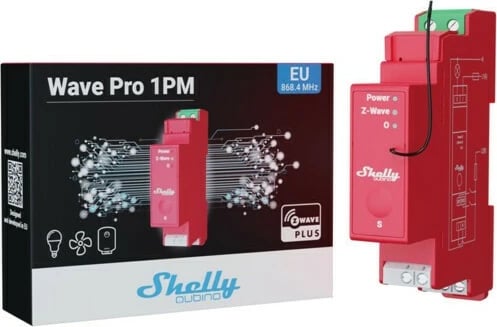 Shelly Qubino Wave PRO 1PM, Solid-state relay, 25 mW, 40 m, 1 channels, Red