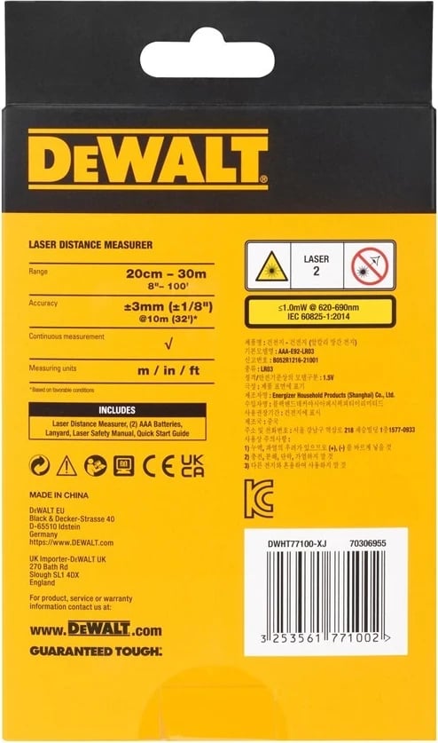 Metër distancë DeWALT DWHT77100-XJ