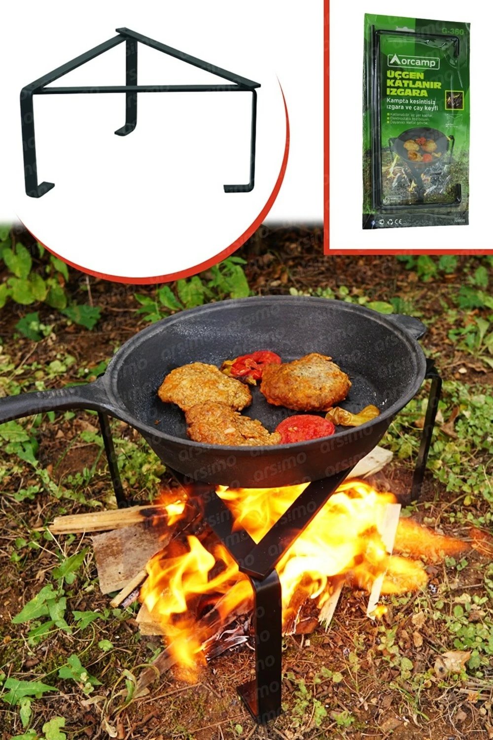 Grill trekëndësh i palosshëm Orcamp, ngjyrë vjollcë